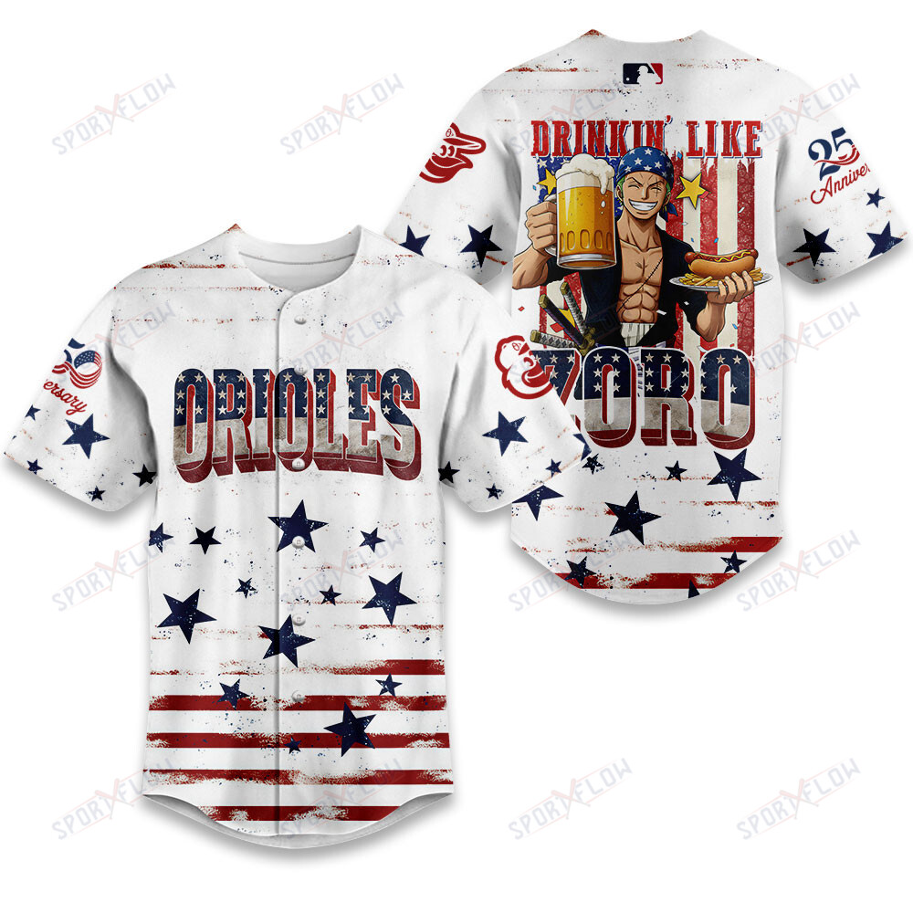 Baltimore Orioles X Drinkin' Like Zoro: 250Th Anniversary Baseball Jersey