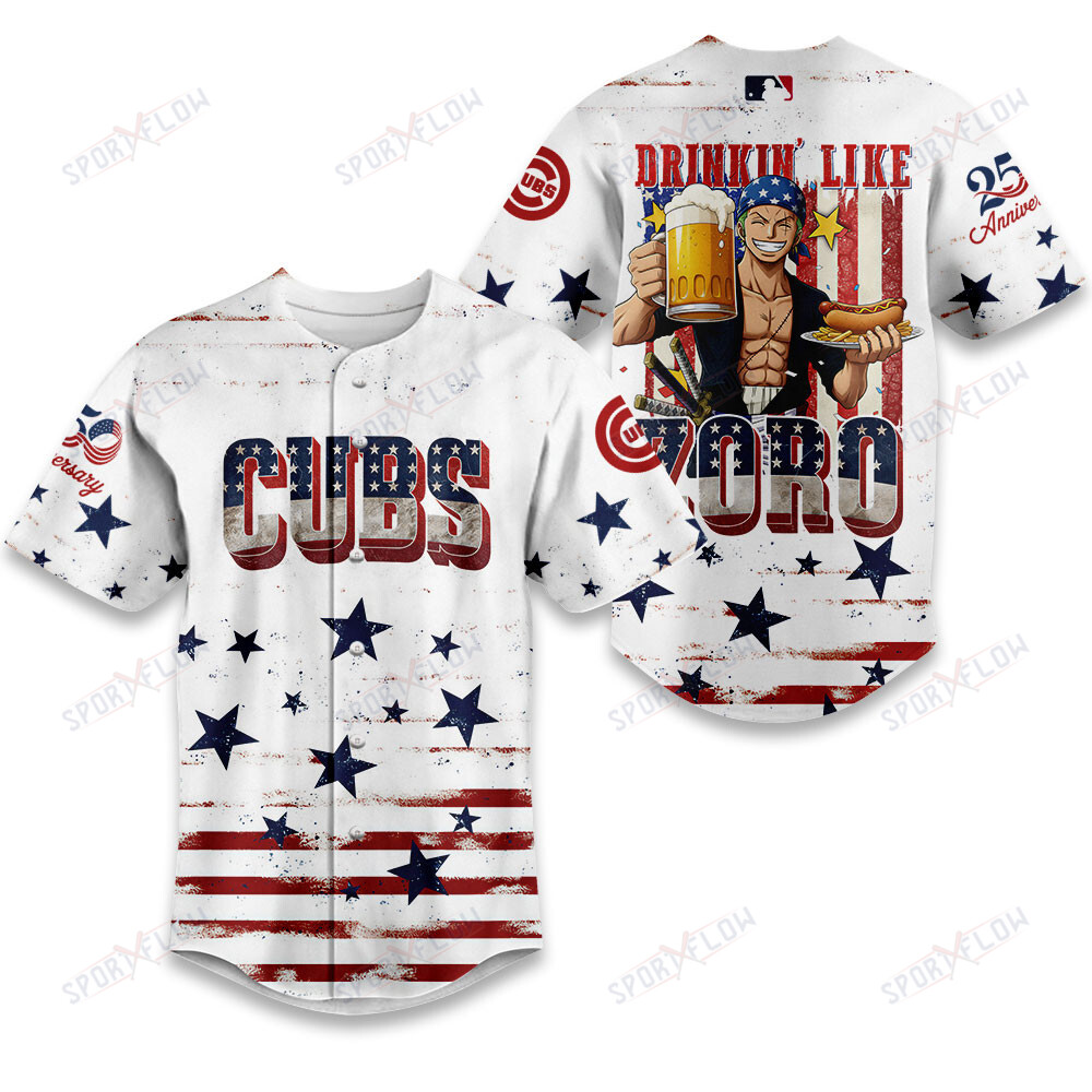 Chicago Cubs X Drinkin' Like Zoro: 250Th Anniversary Baseball Jersey