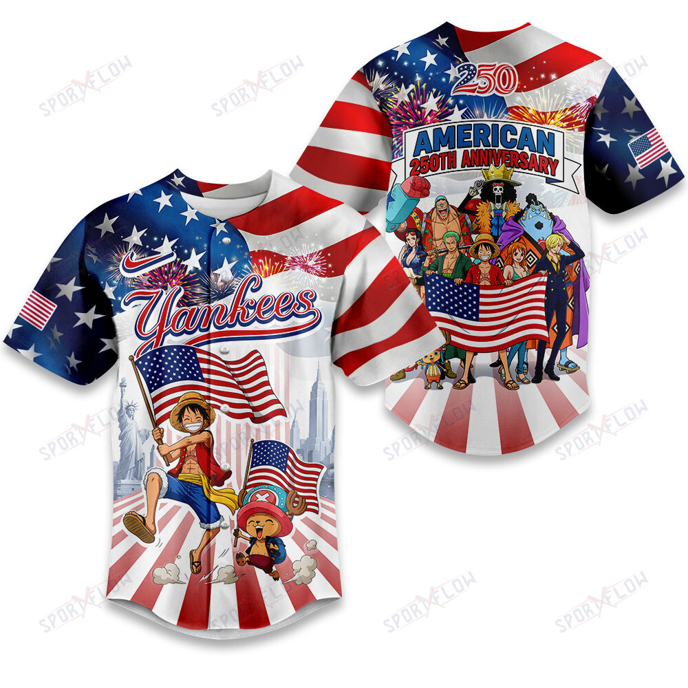 New York Yankees X One Piece United States Of America 250 Baseball Jersey