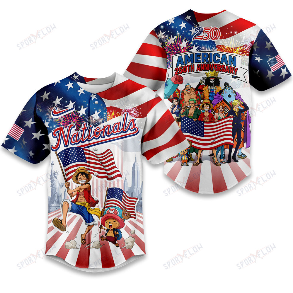 Washington Nationals X One Piece United States Of America 250 Baseball Jersey