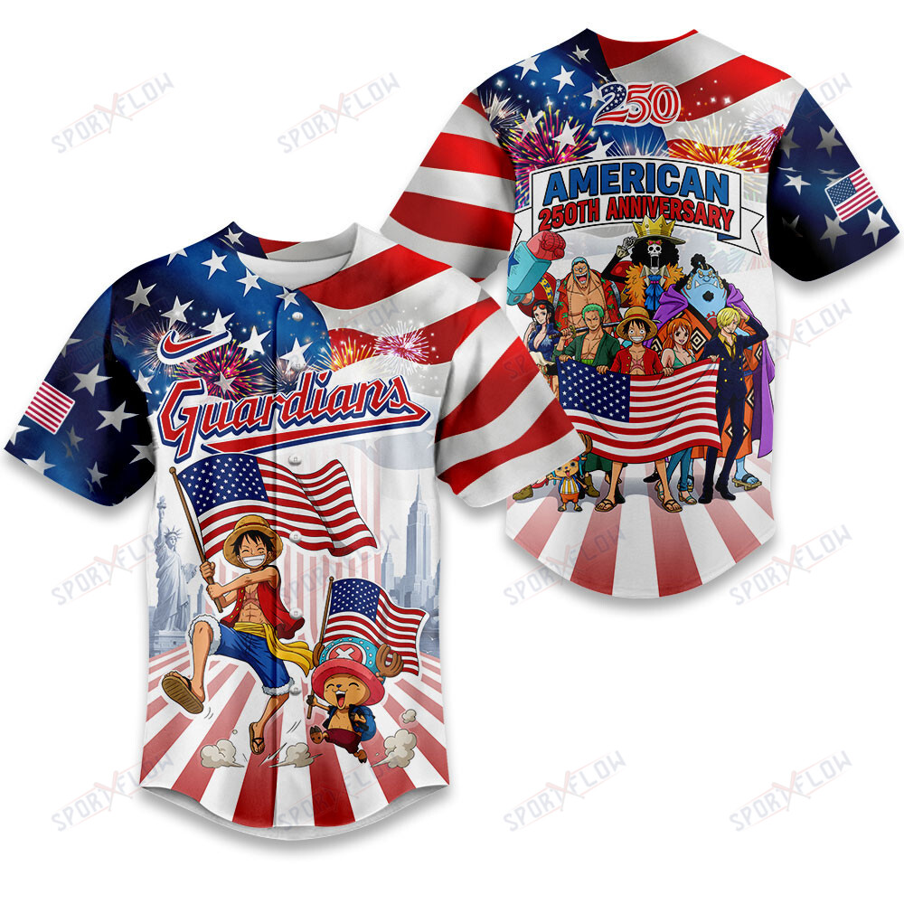 Cleveland Guardians X One Piece United States Of America 250 Baseball Jersey