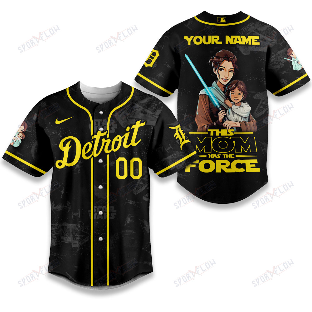 Detroit Tigers X Star Wars This Mom Has The Force Baseball Jersey