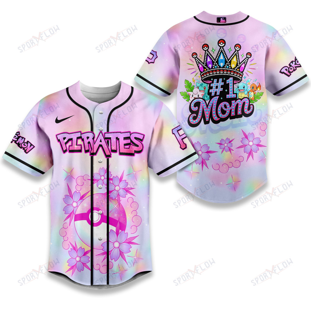 Pittsburgh Pirates "Number 1 Mom" Pokémon Crown Baseball Jersey