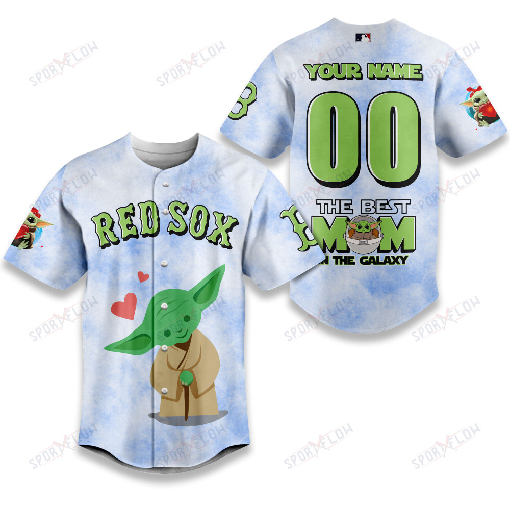 Boston Red Sox X Star Wars Yoda Best Mom Custom Baseball Jersey