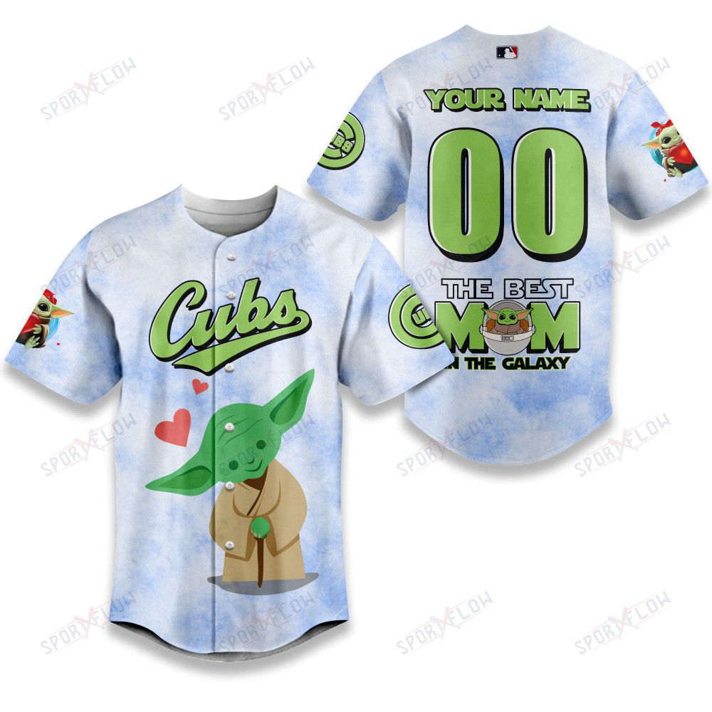 Chicago Cubs X Star Wars Yoda Best Mom Custom Baseball Jersey