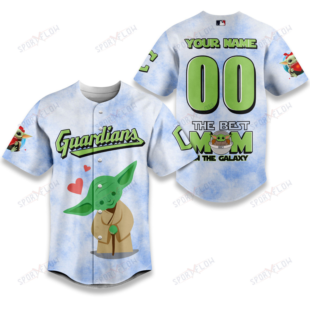 Cleveland Guardians X Star Wars Yoda Best Mom Custom Baseball Jersey