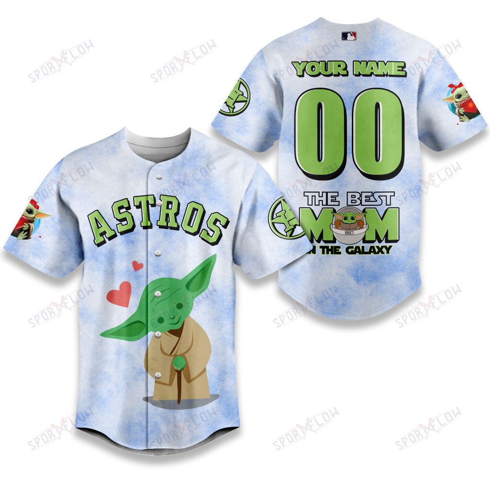 Houston Astros X Star Wars Yoda Best Mom Custom Baseball Jersey