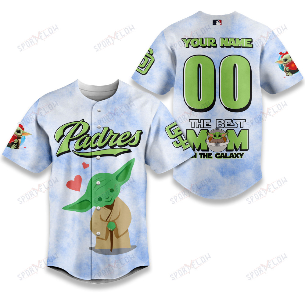 San Diego Padres X Star Wars Yoda Best Mom Custom Baseball Jersey