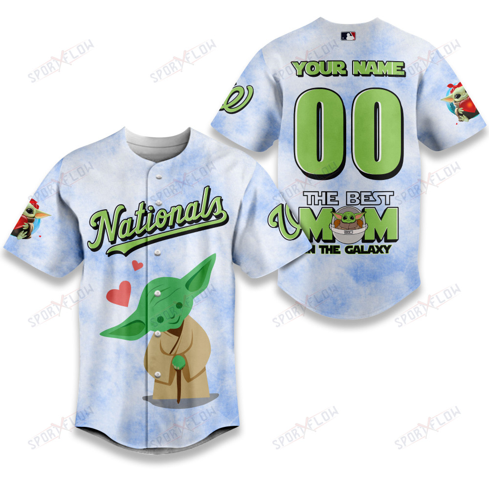 Washington Nationals X Star Wars Yoda Best Mom Custom Baseball Jersey