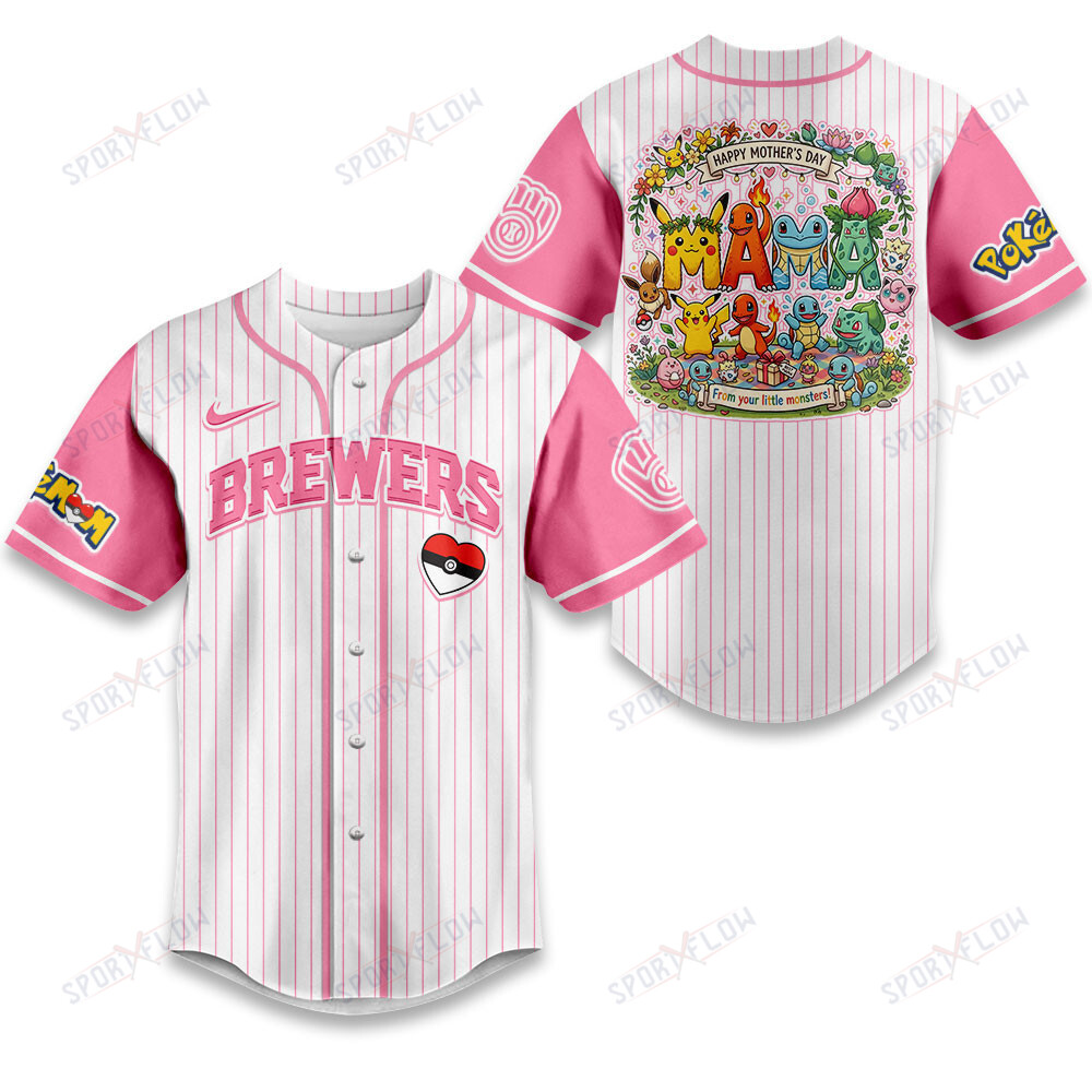 Milwaukee Brewers Stylized Pokémon "Mama" Graphic Baseball Jersey