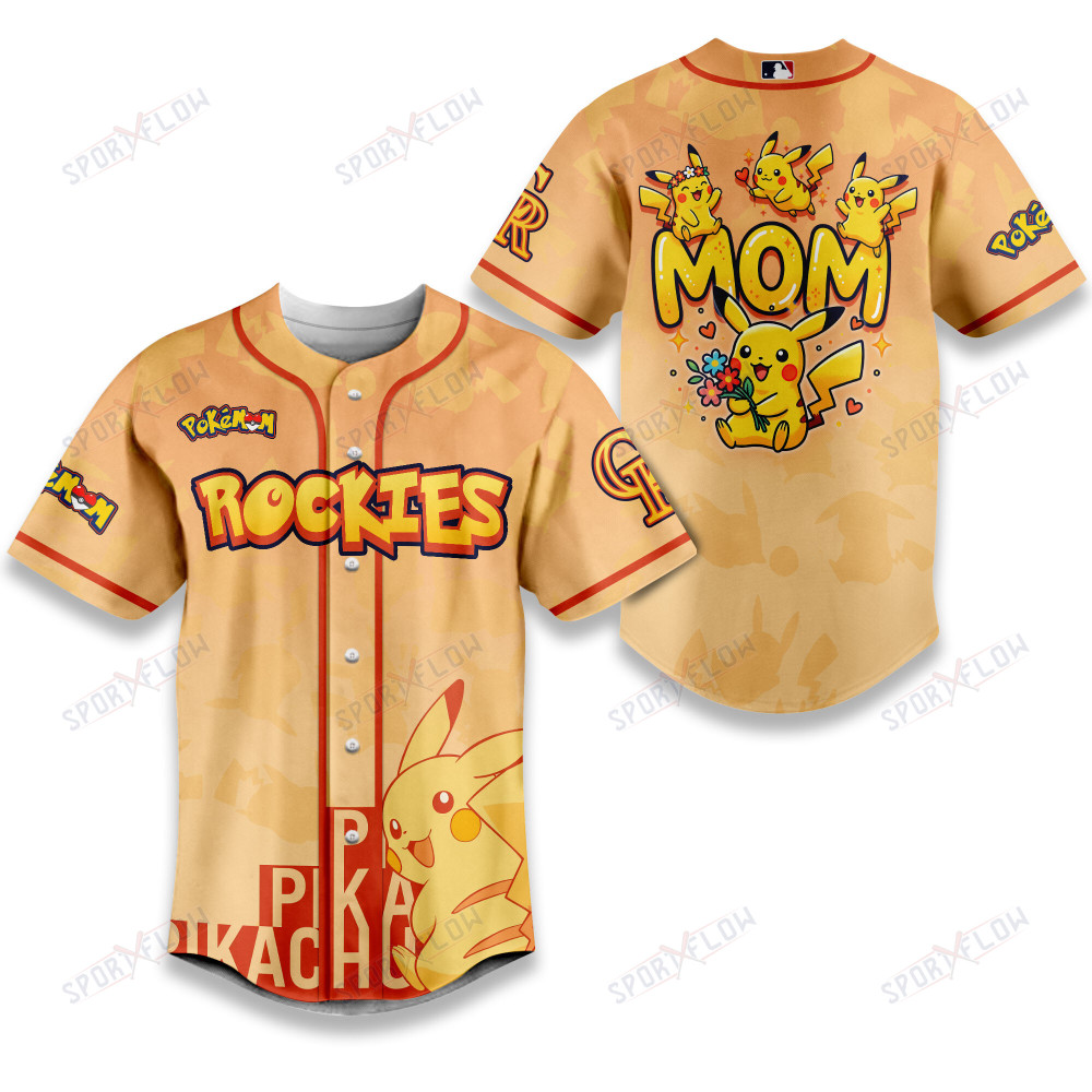Colorado Rockies Pikachu Mom Art Baseball Jersey