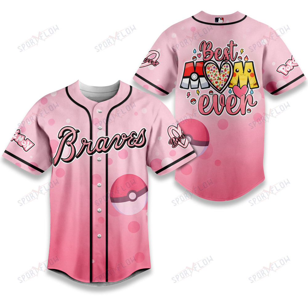 Atlanta Braves X Pokã©Mon Best Mom Ever Baseball Jersey
