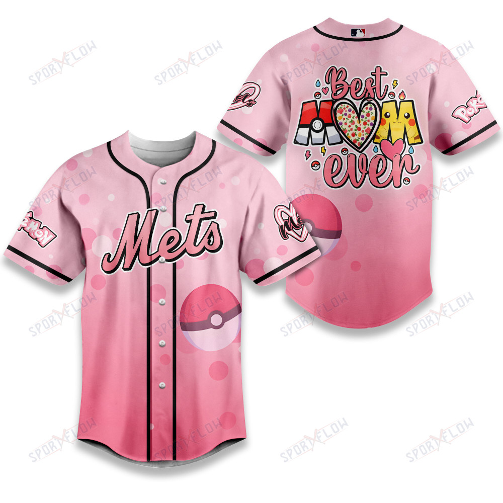 New York Mets X Pokã©Mon Best Mom Ever Baseball Jersey