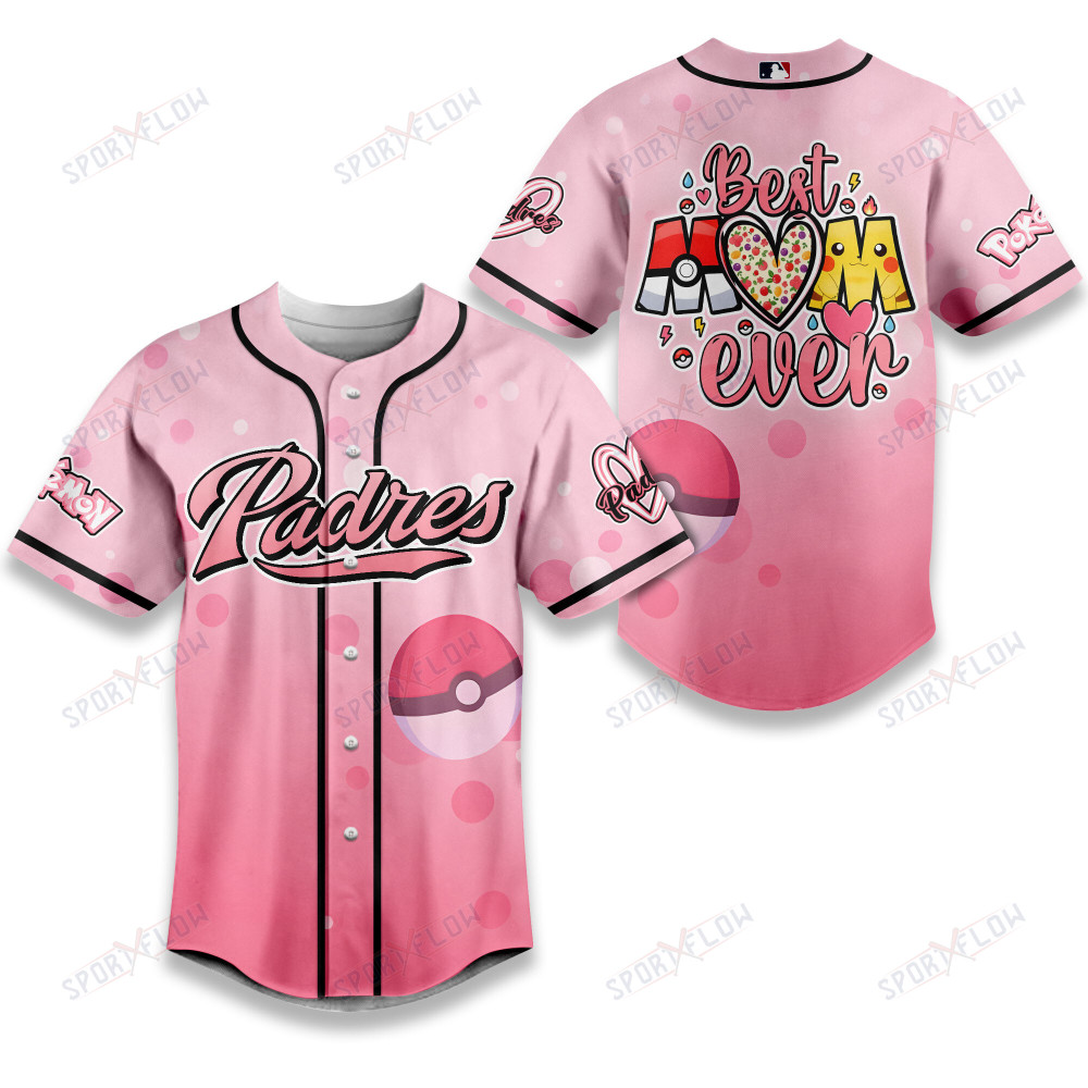 San Diego Padres X Pokã©Mon Best Mom Ever Baseball Jersey