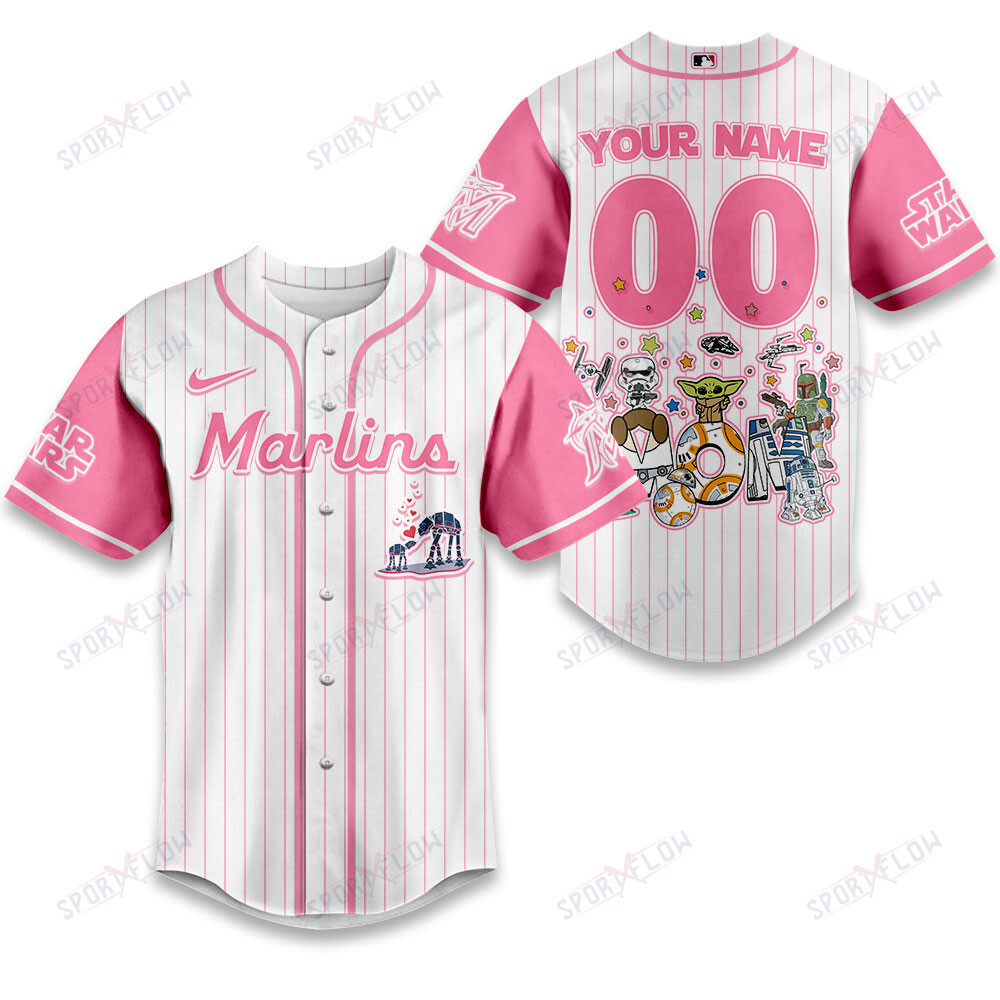 Miami Marlins X Star Wars Galaxy'S Best Mom Custom Baseball Jersey