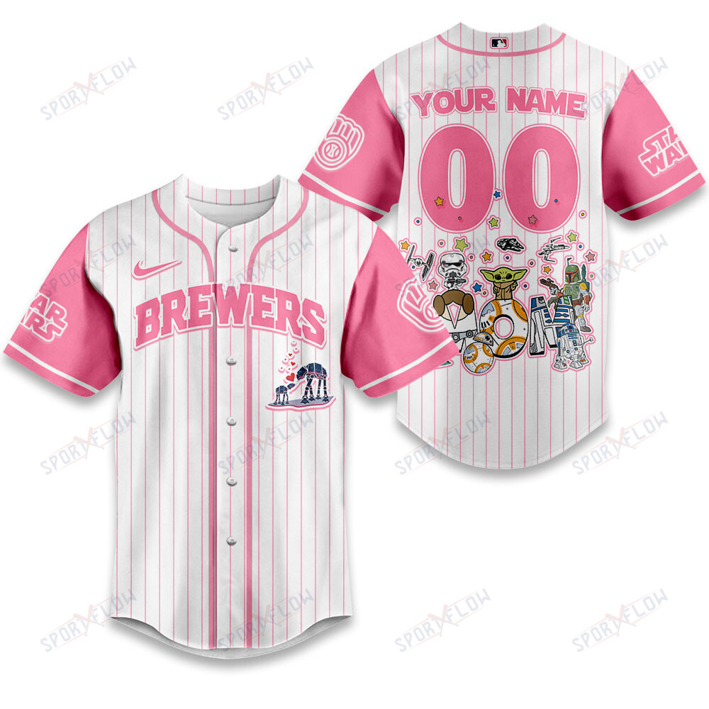 Milwaukee Brewers X Star Wars Galaxy'S Best Mom Custom Baseball Jersey