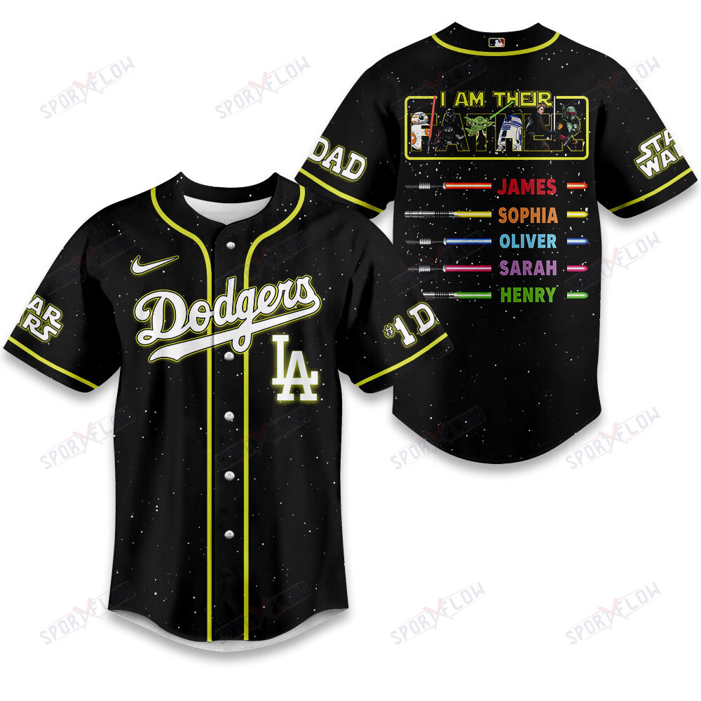 Los Angeles Dodgers X Star Wars I Am Their Father Custom Name Baseball Jersey