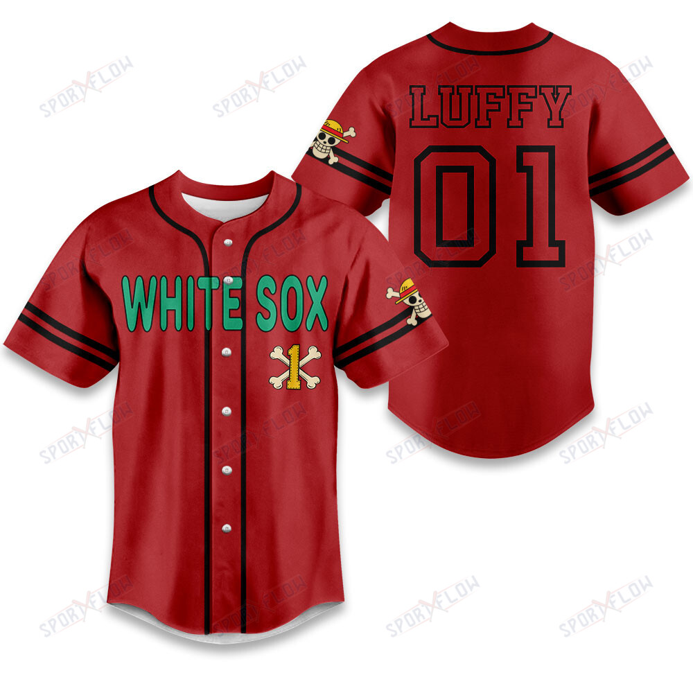Chicago White Sox X One Piece Yellow Straw Hat Skull On Red Baseball Jersey