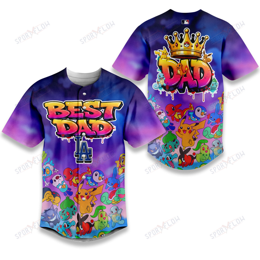 Los Angeles Dodgers Pokã©Mon Crossover Father'S Day Baseball Jersey