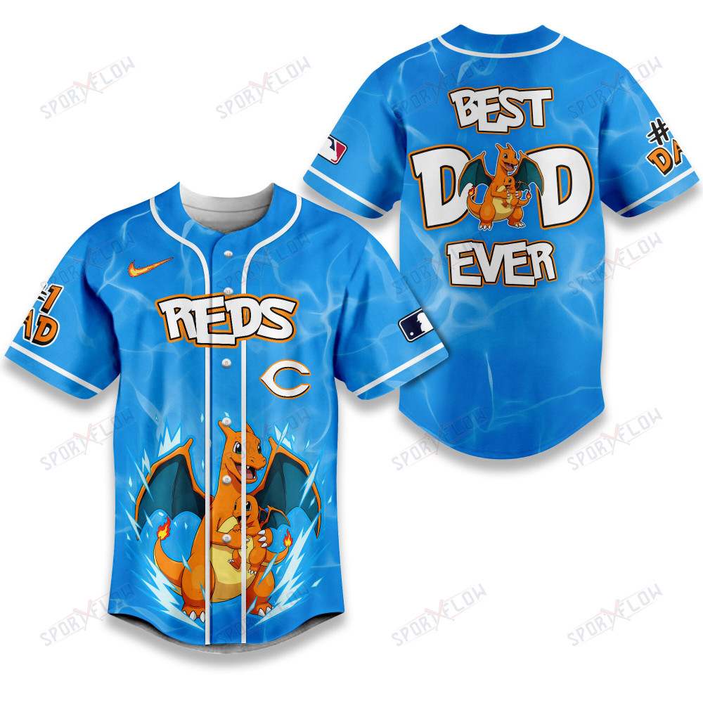 Cincinnati Reds Pokã©Mon Best Dad Ever Baseball Jersey