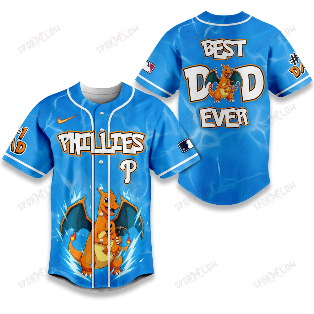 Philadelphia Phillies Pokã©Mon Best Dad Ever Baseball Jersey