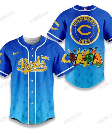 Cincinnati Reds Lightning Effect "Papa" Pokemon Graphic Baseball Jersey