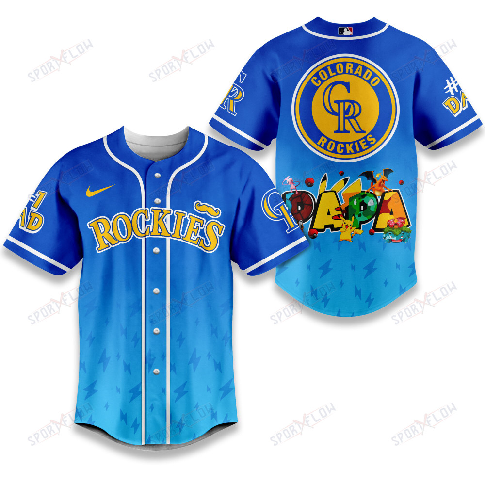 Colorado Rockies Lightning Effect "Papa" Pokemon Graphic Baseball Jersey