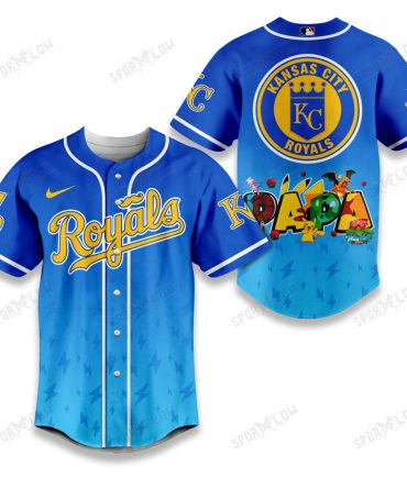 Kansas City Royals Lightning Effect "Papa" Pokemon Graphic Baseball Jersey