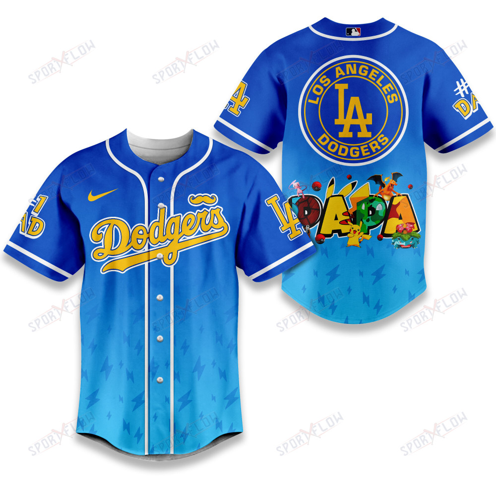 Los Angeles Dodgers Lightning Effect "Papa" Pokemon Graphic Baseball Jersey