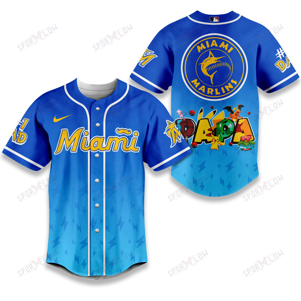 Miami Marlins Lightning Effect "Papa" Pokemon Graphic Baseball Jersey