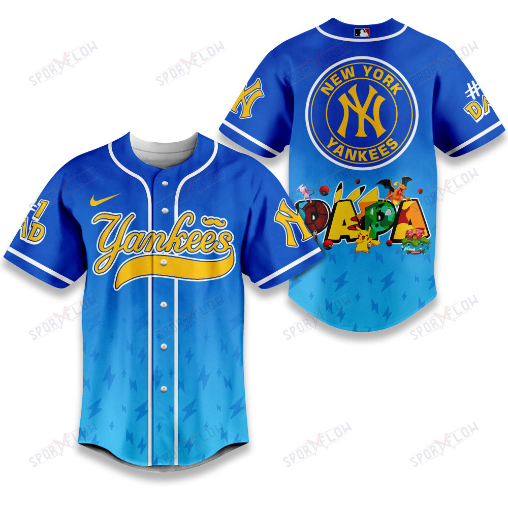 New York Yankees Lightning Effect "Papa" Pokemon Graphic Baseball Jersey