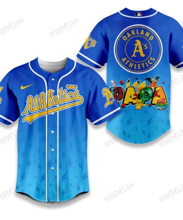 Oakland Athletics Lightning Effect "Papa" Pokemon Graphic Baseball Jersey