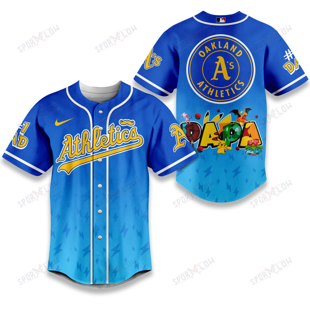 Oakland Athletics Lightning Effect "Papa" Pokemon Graphic Baseball Jersey