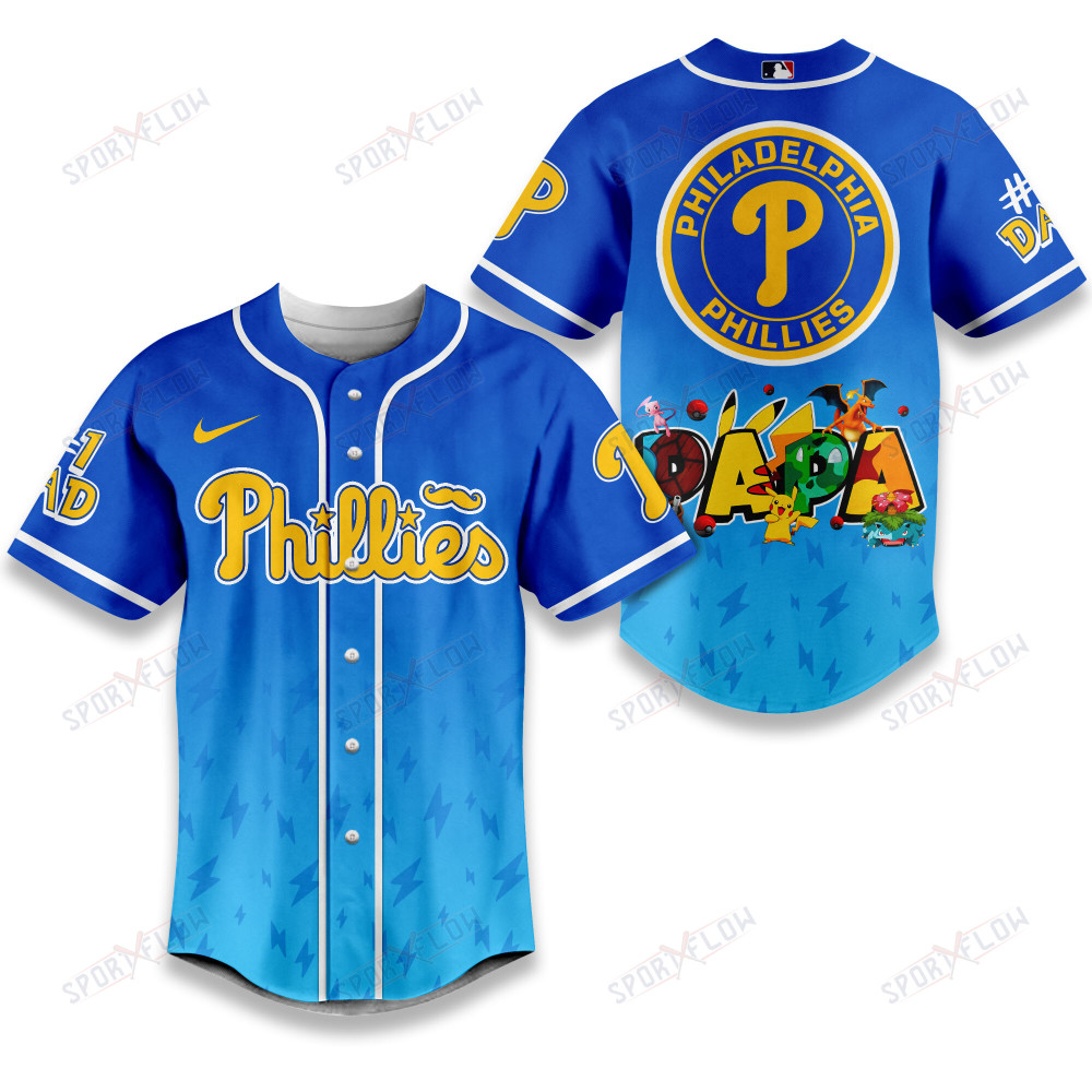 Philadelphia Phillies Lightning Effect "Papa" Pokemon Graphic Baseball Jersey