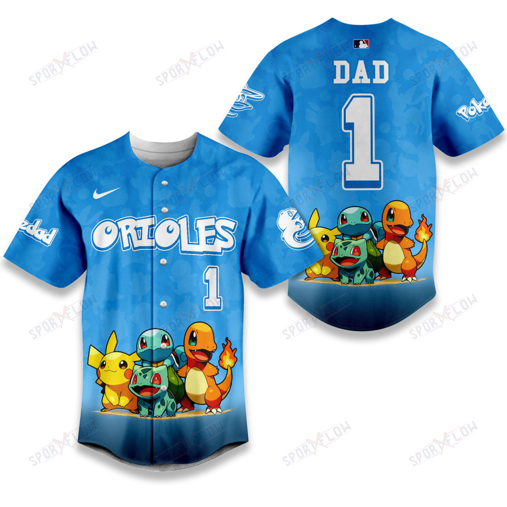 Baltimore Orioles PokeMon The "Dad 1" Signature Baseball Jersey