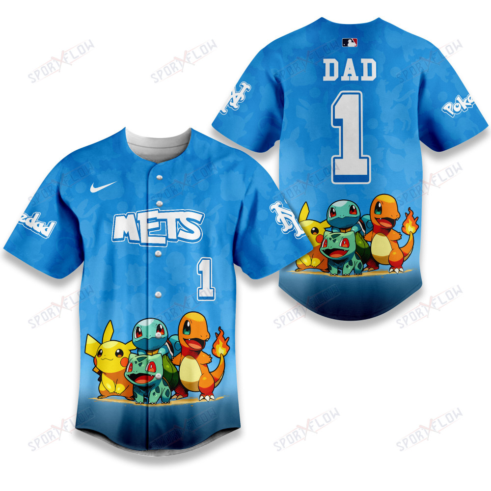 New York Mets Pokã©Mon The "Dad 1" Signature Baseball Jersey