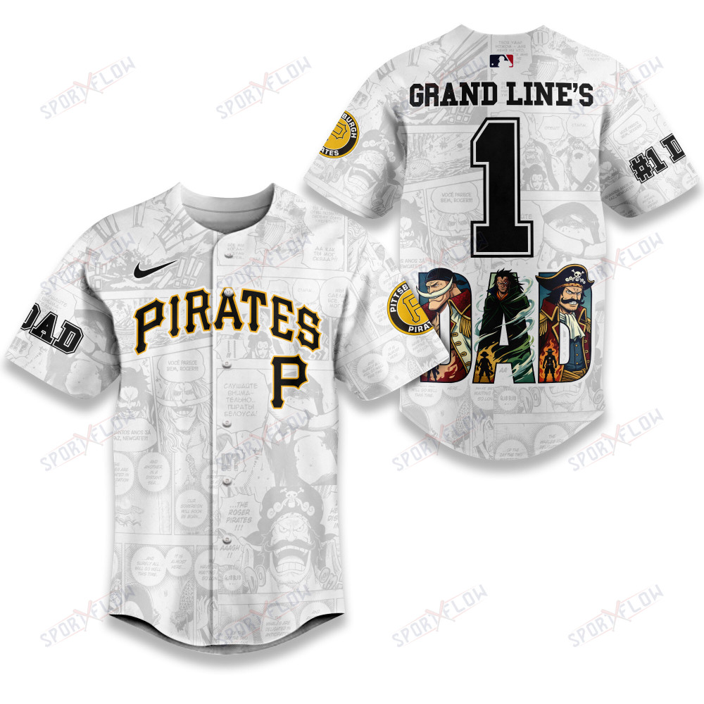 Pittsburgh Pirates X One Piece Grand Line'S #1 Dad Custom Baseball Jersey