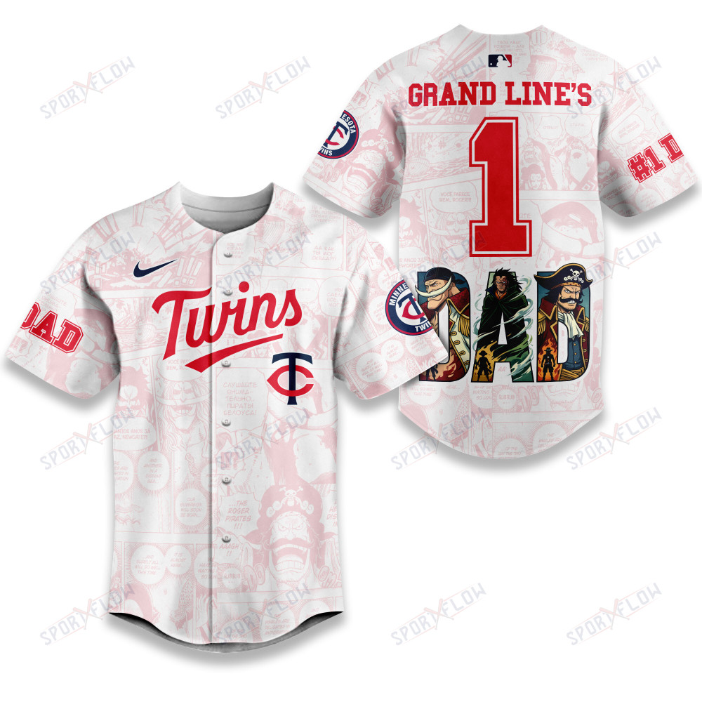 Minnesota Twins X One Piece Grand Line'S #1 Dad Custom Baseball Jersey