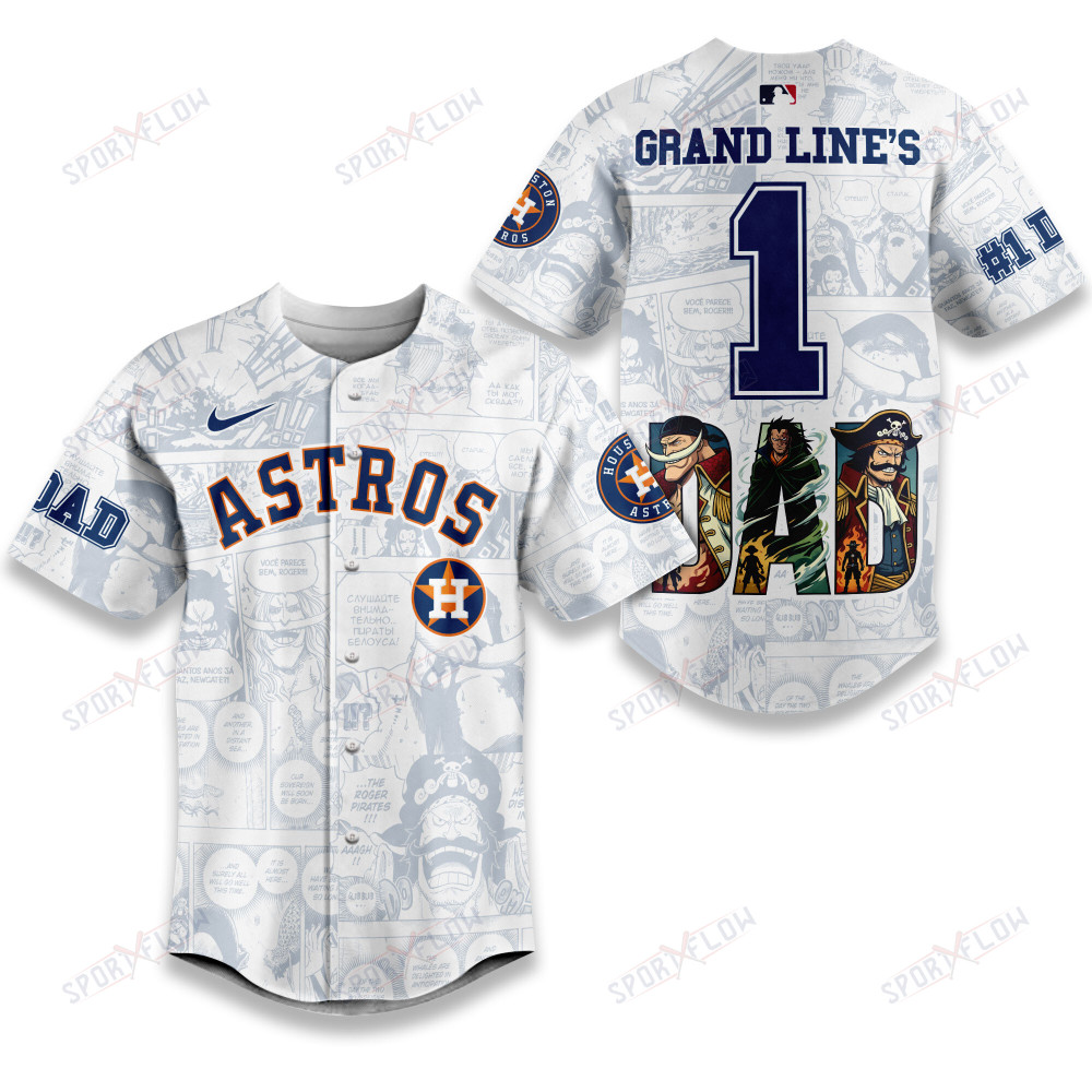Houston Astros X One Piece Grand Line'S #1 Dad Custom Baseball Jersey