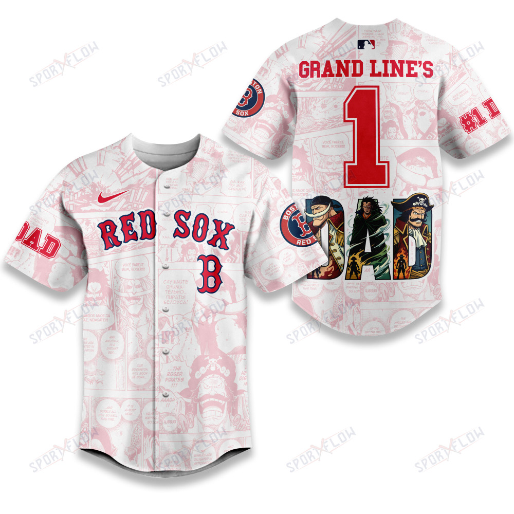 Boston Red Sox X One Piece Grand Line'S #1 Dad Custom Baseball Jersey