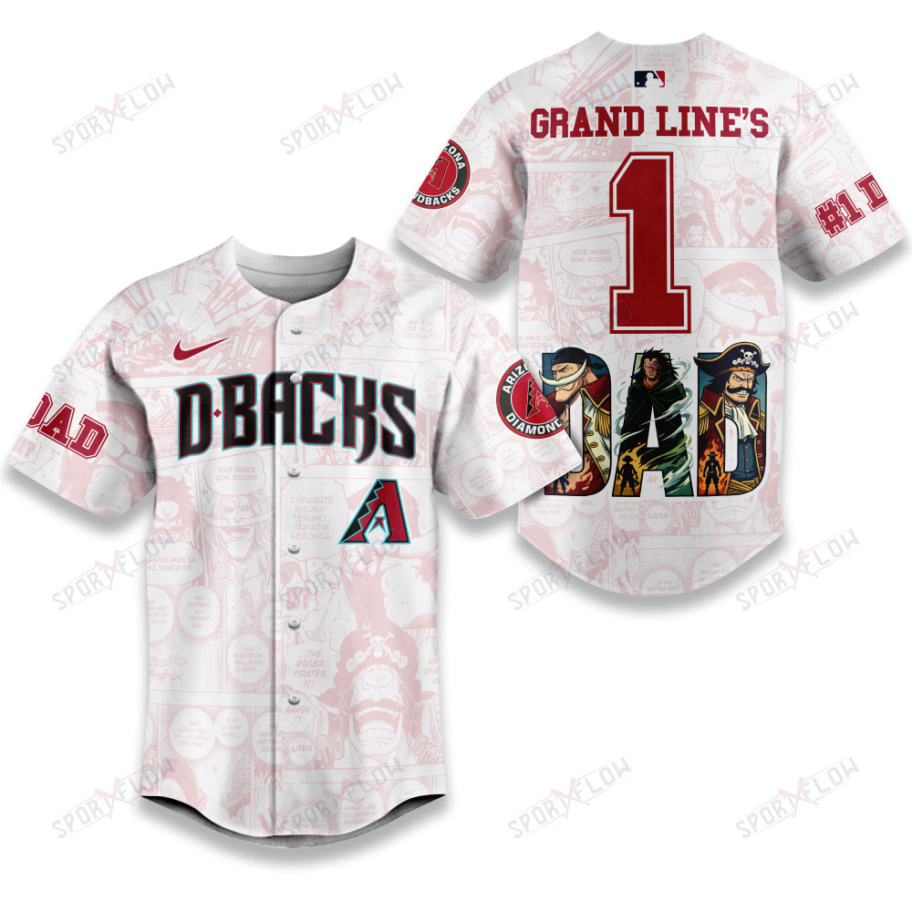 Arizona Diamondbacks X One Piece Grand Line'S #1 Dad Custom Baseball Jersey