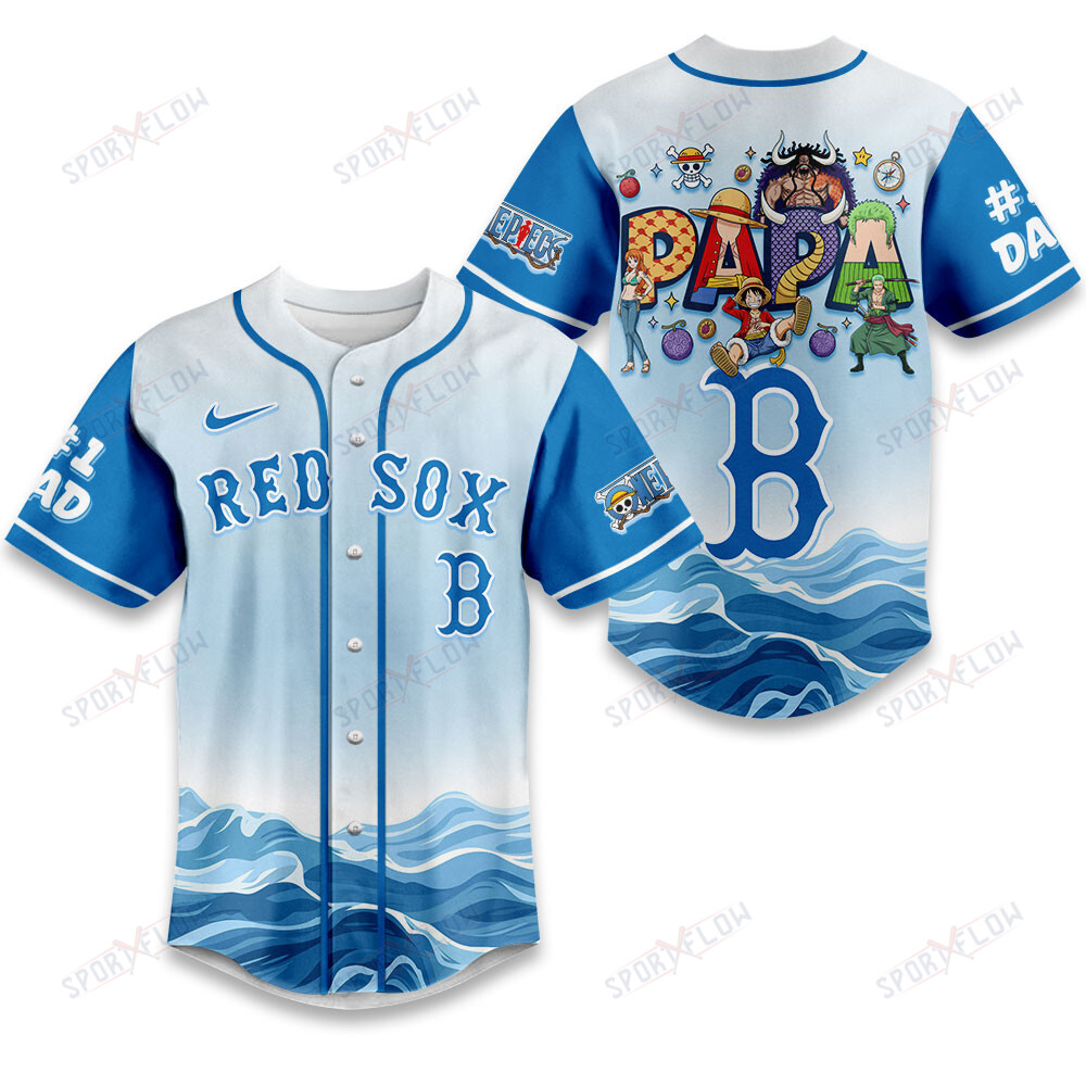 Boston Red Sox X One Piece Grand Line Papa Father'S Day Baseball Jersey