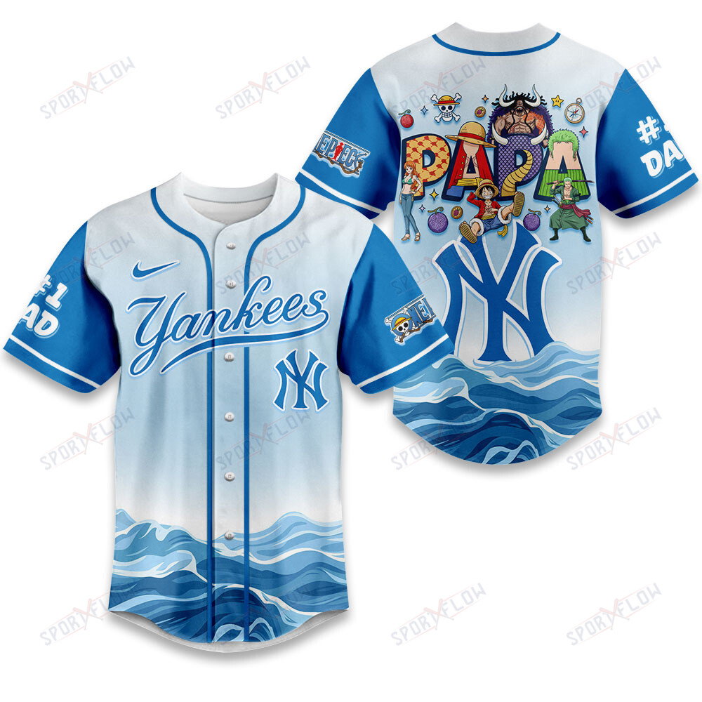 New York Yankees X One Piece Grand Line Papa Father'S Day Baseball Jersey