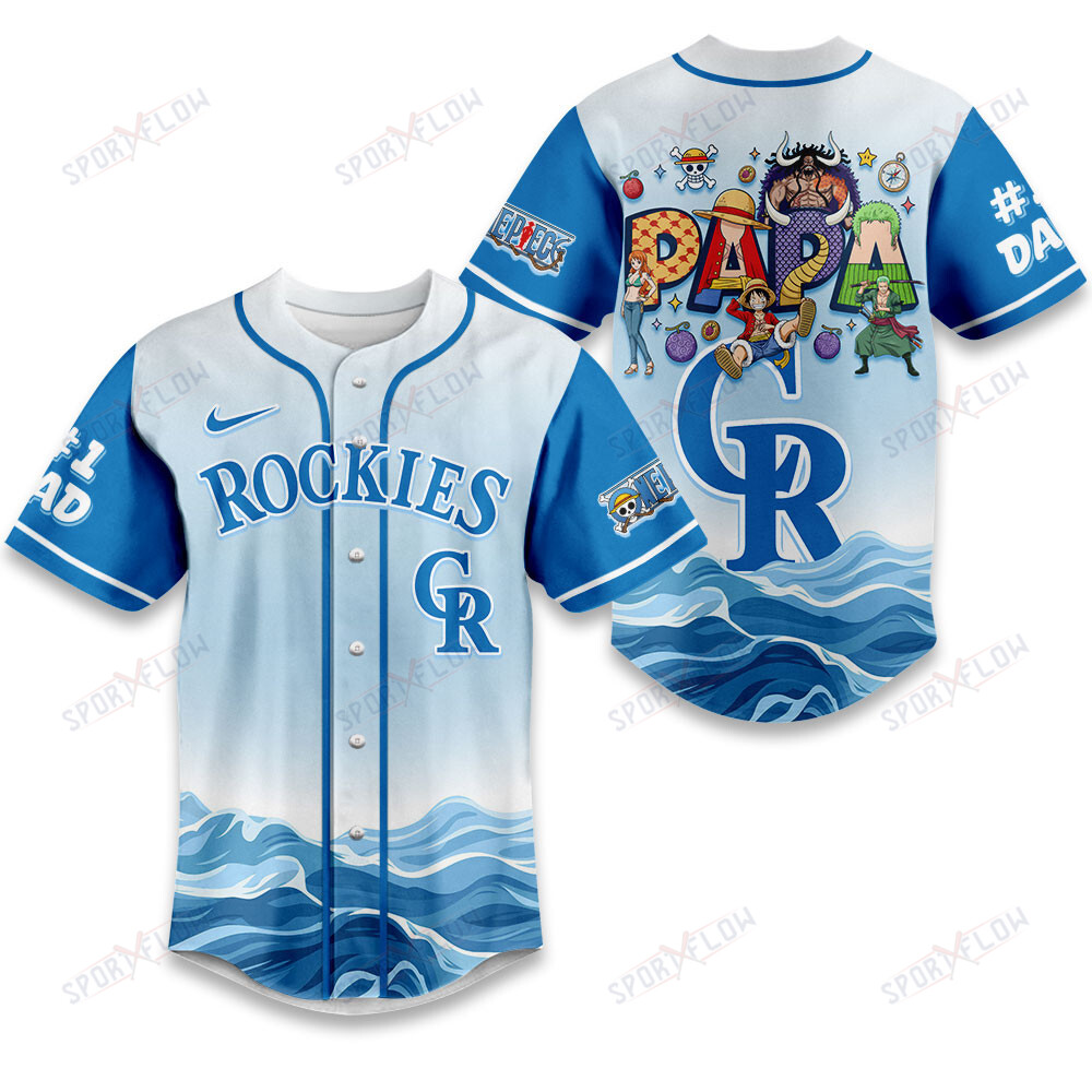 Colorado Rockies X One Piece Grand Line Papa Father'S Day Baseball Jersey
