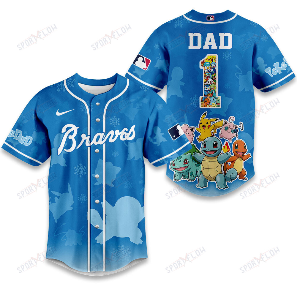 Atlanta Braves X Pokemon Ultimate Dad Edition Baseball Jersey