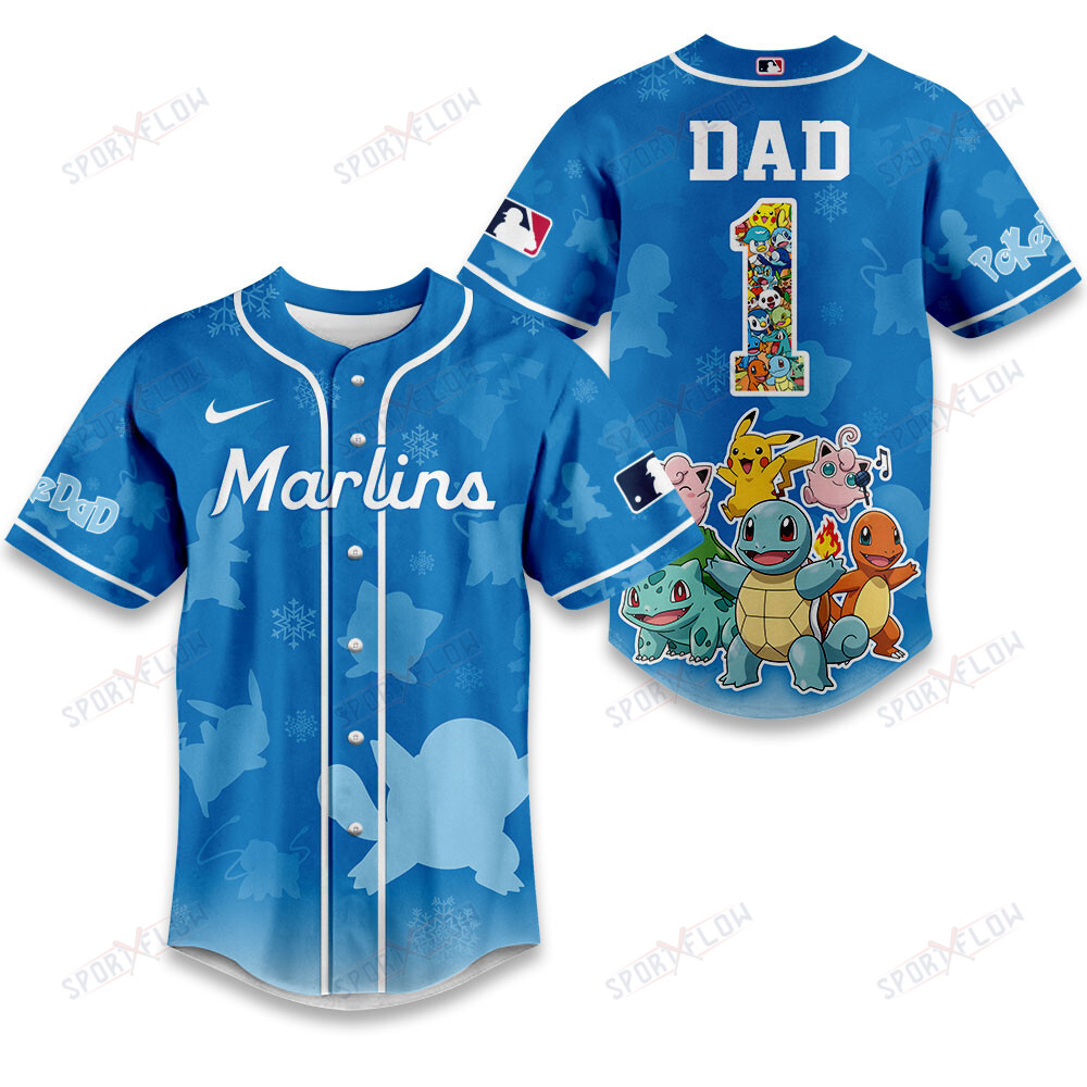 Miami Marlins X Pokemon Ultimate Dad Edition Baseball Jersey