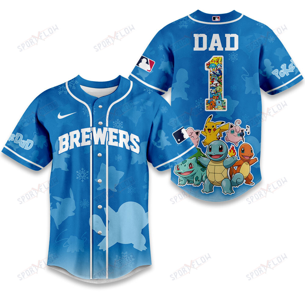 Milwaukee Brewers X Pokemon Ultimate Dad Edition Baseball Jersey