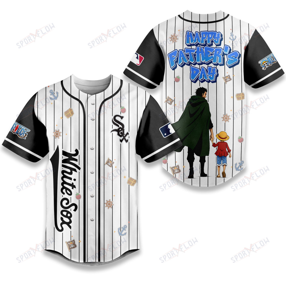 Chicago White Sox X One Piece Dragon & Luffy Dad Baseball Jersey