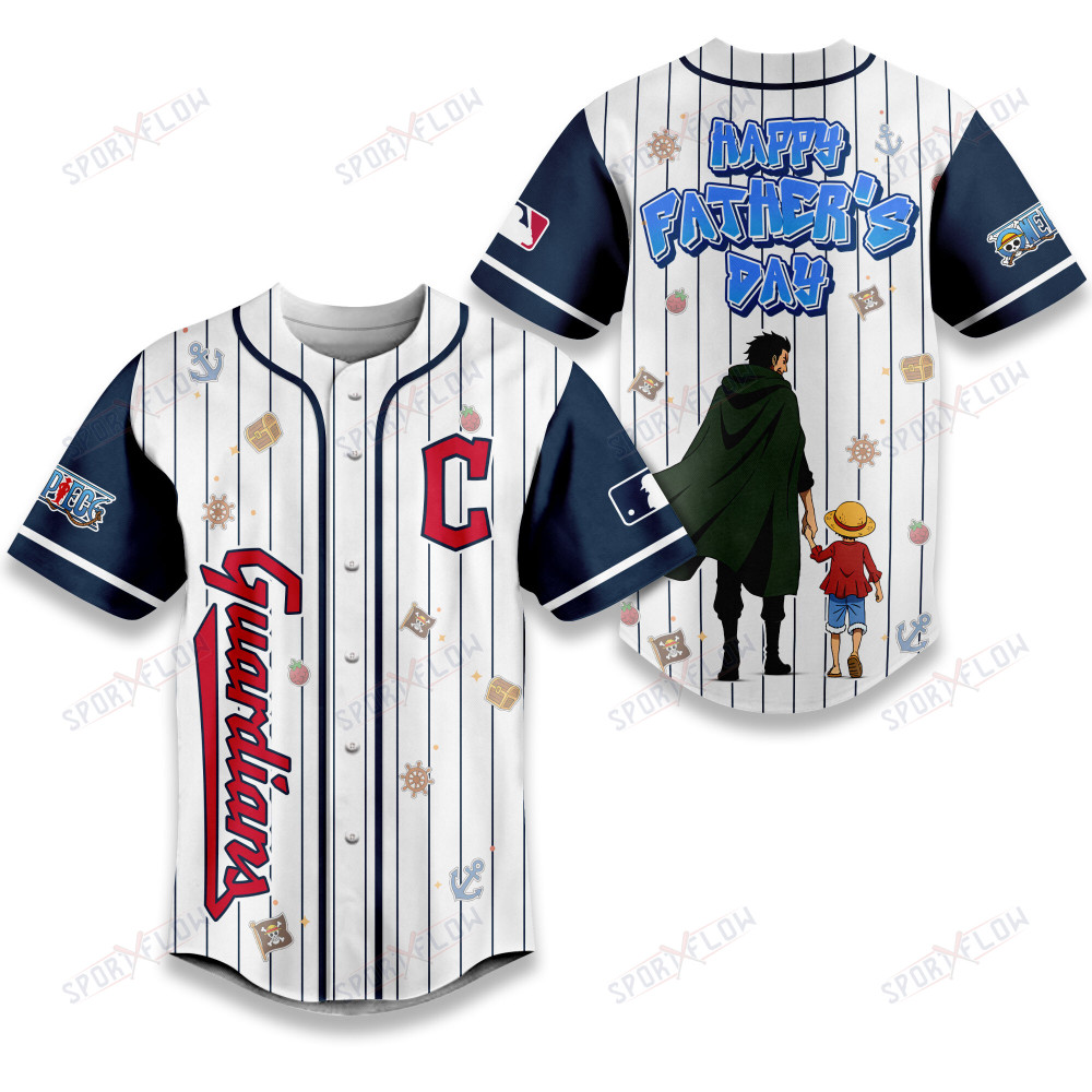 Cleveland Guardians X One Piece Dragon & Luffy Dad Baseball Jersey