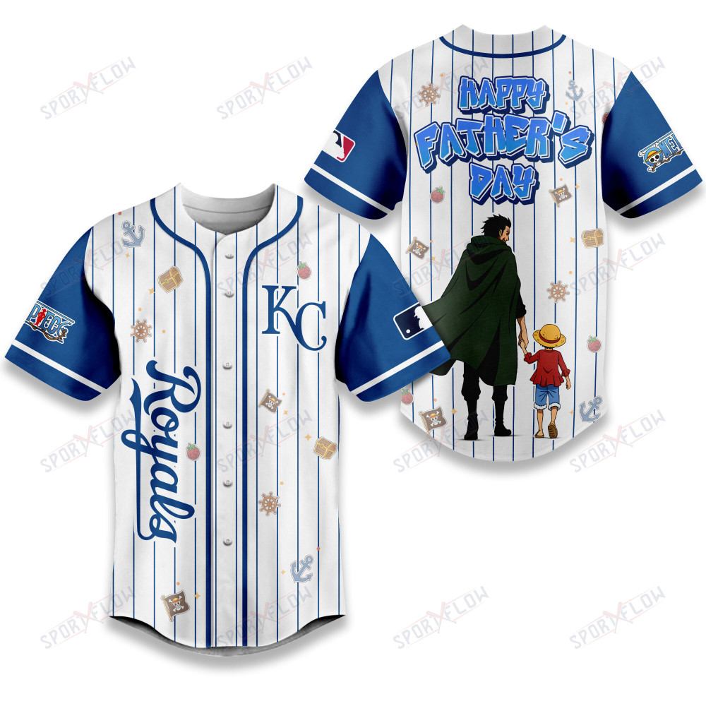 Kansas City Royals X One Piece Dragon & Luffy Dad Baseball Jersey